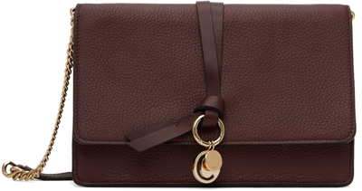 Chloé Alphabet Leather Chain-strap Clutch In Red