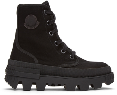 Moncler 40mm Pyla Canvas Ankle Boots In Nero