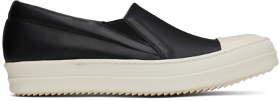 Rick Owens Black Leather Boat Trainers