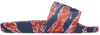 Moncler Red & Blue Tiger Stripe Basile Slides In Navy