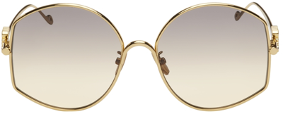 Loewe Gold & Grey Oversized Sunglasses In Gold/gray Gradient