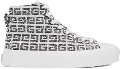 Givenchy White 4g Jacquard City Sneakers In 004-black/white
