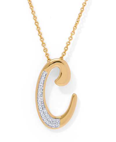 Macy's Diamond Accent Initial Pendant Necklace 18" In Gold Plate Or Rose Gold Plate In Gold C