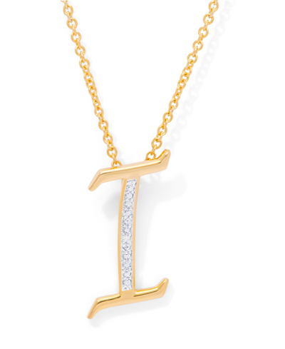 Macy's Diamond Accent Initial Pendant Necklace 18" In Gold Plate Or Rose Gold Plate In Gold I