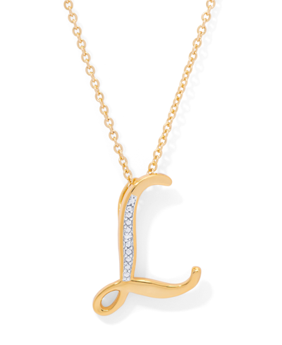 Macy's Diamond Accent Initial Pendant Necklace 18" In Gold Plate Or Rose Gold Plate In Gold L
