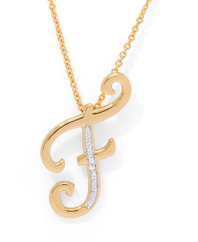 Macy's Diamond Accent Initial Pendant Necklace 18" In Gold Plate Or Rose Gold Plate In Gold F