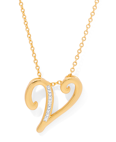Macy's Diamond Accent Initial Pendant Necklace 18" In Gold Plate Or Rose Gold Plate In Gold V