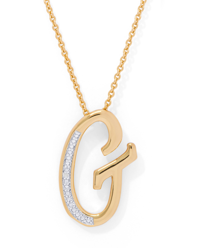 Macy's Diamond Accent Initial Pendant Necklace 18" In Gold Plate Or Rose Gold Plate