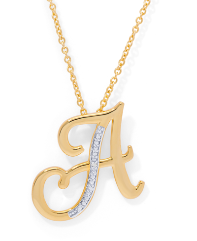 Macy's Diamond Accent Initial Pendant Necklace 18" In Gold Plate Or Rose Gold Plate In Gold A