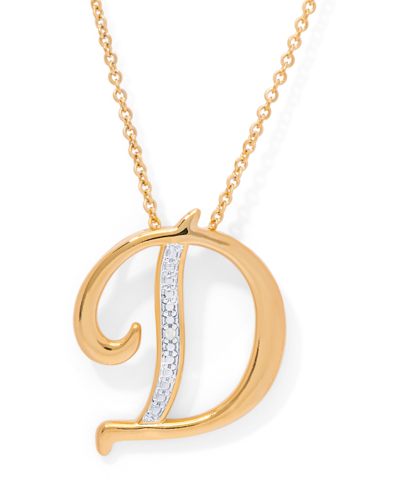 Macy's Diamond Accent Initial Pendant Necklace 18" In Gold Plate Or Rose Gold Plate In Gold D