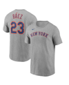 NIKE MEN'S JAVIER BAIEZ HEATHERED GRAY NEW YORK METS NAME NUMBER T-SHIRT