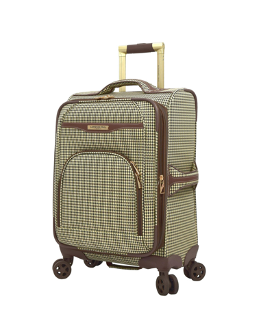 London Fog Oxford Iii 20" Expandable Spinner Carry-on In Olive Houndstooth