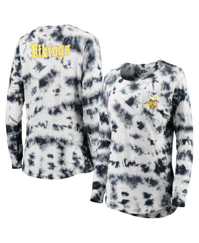 New Era Women's Black Minnesota Vikings Tie-dye Long Sleeve T-shirt