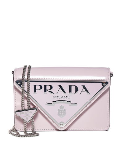 Prada Logo Plaque Chain In Pink