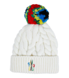 MONCLER POMPOM CABLE-KNIT WOOL BEANIE