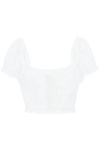Dolce & Gabbana Ruffled Smock Cropped Cotton Top In White