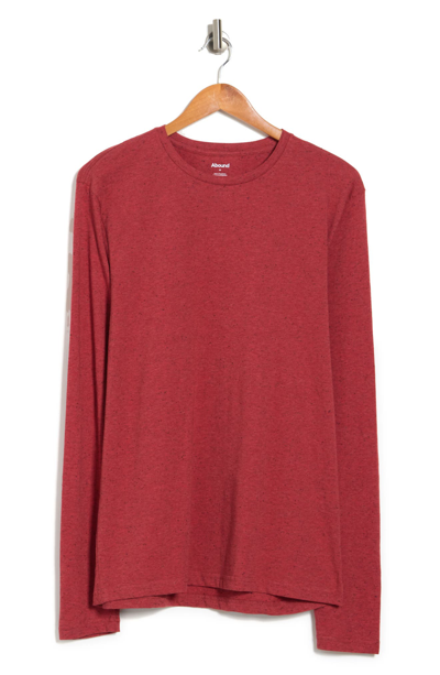 Abound Heathered Long Sleeve T-shirt In Red Chili Black Heather Neps