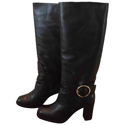 Pre-owned Avril Gau Leather Riding Boots In Black