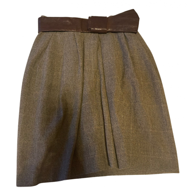 Pre-owned Weber Wool Mid-length Skirt In Brown