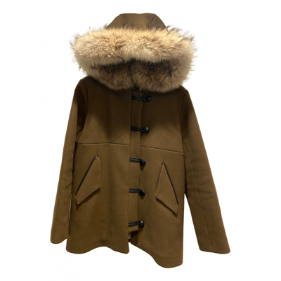 Pre-owned Sandro Wool Parka In Green