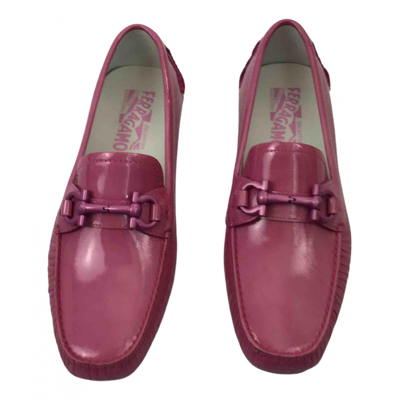 Pre-owned Ferragamo Patent Leather Flats In Pink