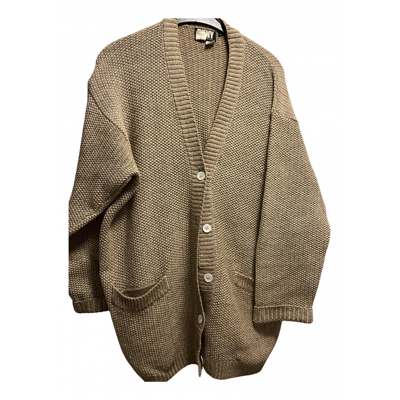 Pre-owned Dkny Wool Cardigan In Camel
