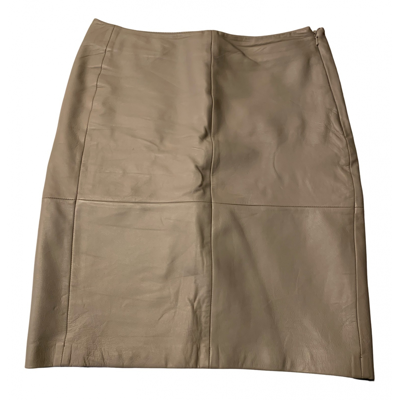 Pre-owned 2nd Day Leather Mini Skirt In Beige