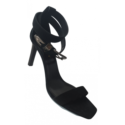 Pre-owned Saint Laurent Mica Leather Sandals In Black