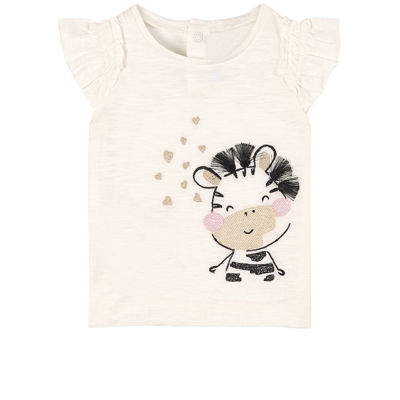 Mayoral Kids' Baby Zebra T-shirt Cream In White