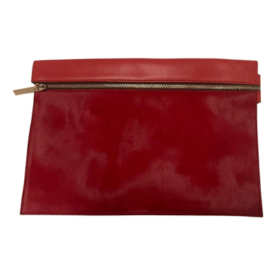 Pre-owned Victoria Beckham Pony-style Calfskin Clutch Bag In Red