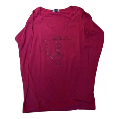 Pre-owned Guess T-shirt In Burgundy