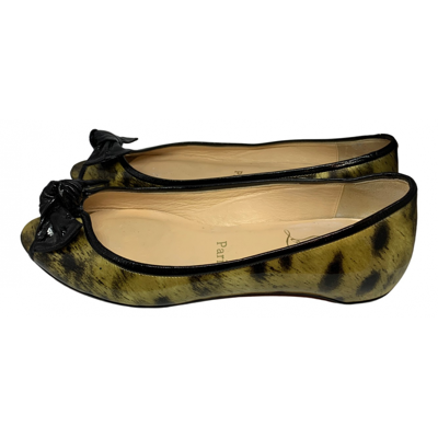 Pre-owned Christian Louboutin Patent Leather Ballet Flats In Yellow