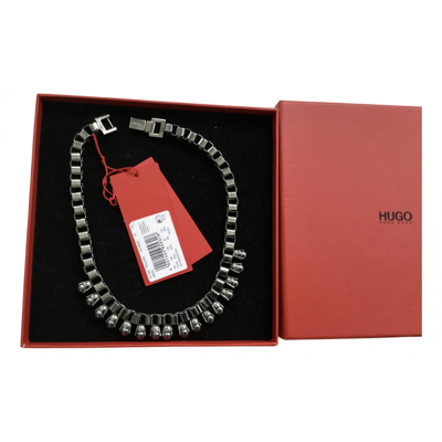Pre-owned Hugo Boss Necklace In Grey