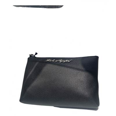 Pre-owned Karl Lagerfeld Leather Clutch Bag In Black