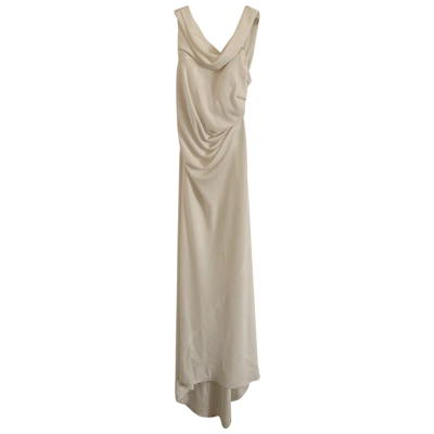 Pre-owned Armani Collezioni Silk Maxi Dress In White