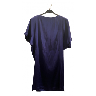 Pre-owned Mauro Grifoni Silk Mini Dress In Blue