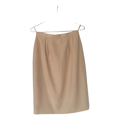 Pre-owned Karl Lagerfeld Wool Mid-length Skirt In Beige