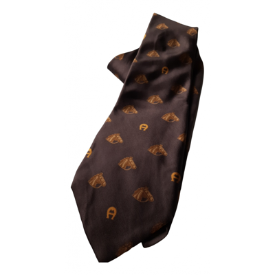 Pre-owned Etienne Aigner Silk Tie In Brown