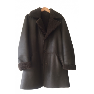 Pre-owned Repeat Leather Coat In Brown