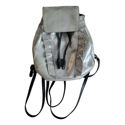 Pre-owned Pinko Leather Backpack In Silver