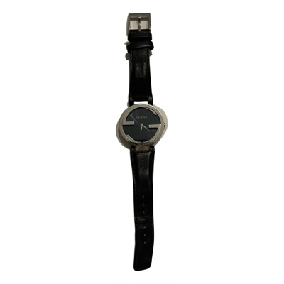 Pre-owned Gucci Interlocking Watch In Black