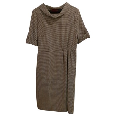Pre-owned Carolina Herrera Wool Mid-length Dress In Brown