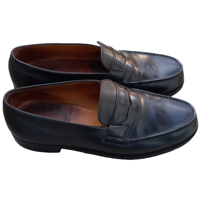 Pre-owned Jm Weston Leather Flats In Black