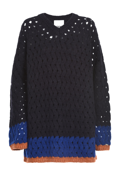 Koché Black Colour Block Knitwear Dress In Navy, Blue, Orange