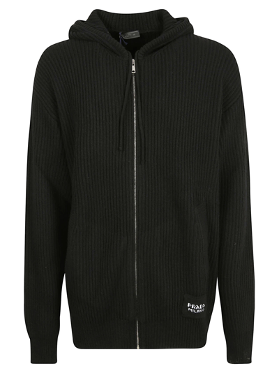 Prada Men's Wool-cashmere Zip Hoodie In Black