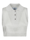 Prada Cropped Sleeveless Top In Gray