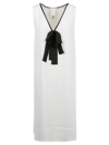 Fabiana Filippi Bow-detail V-neck Long Top In White