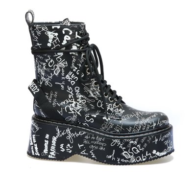 Dsquared2 Graphic-print Lace-up Boots In Black
