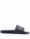 Dsquared2 Rubber Slides With Contrasting Icon Print In Blue