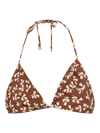 Tory Burch Printed String Bikini Top In Rust Little Leaves